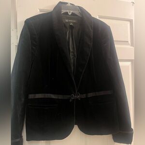 Black Velvet Blazer with Satin Trim
